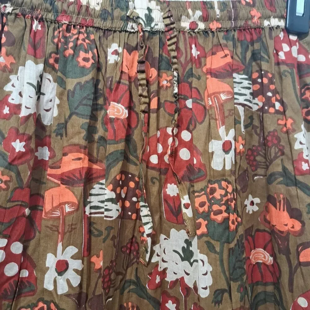Lakhays Hippie Boho Chic Mushroom Forest Handmade Artisan Cotton Clay M/L NWT